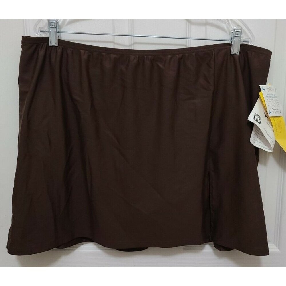 NEW A Shore Fit Women's Pull On Swimsuit Swim Skort Skirt‎ Brown Plus Size 24W